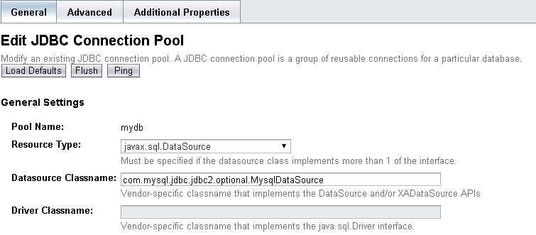 Figura 3. Configuración del Pool de Conexión MySQL